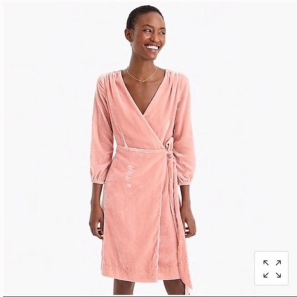 NWT J Crew Velvet Wrap Dress Pink Sz 10T 10 Tall Long Sleeve K0147